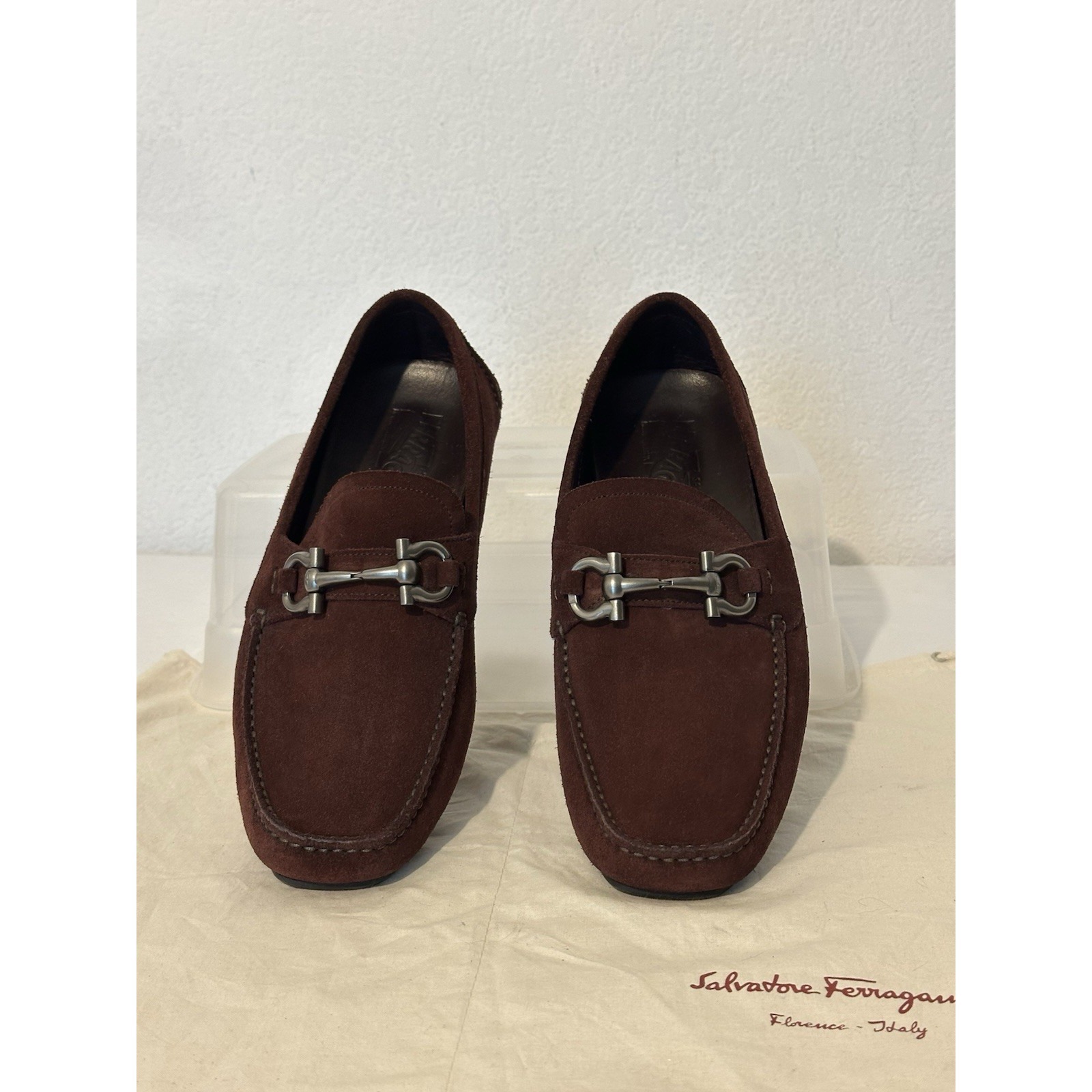 Salvatore Ferragamo Parigi Suede Mens Loafer Driving Moc Size 8 Ee Oxblood